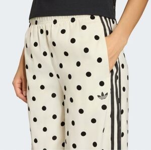 adidas Cream and Black Polka Dot Wide-Leg Track Pants
